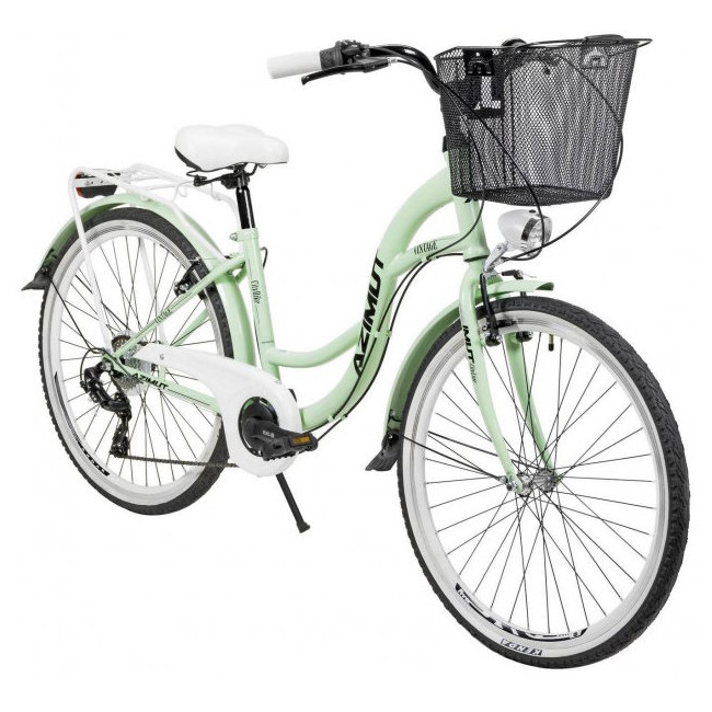 Jalgratas AZIMUT Vintage TX-7 28" 2023 with basket mint-white shiny
