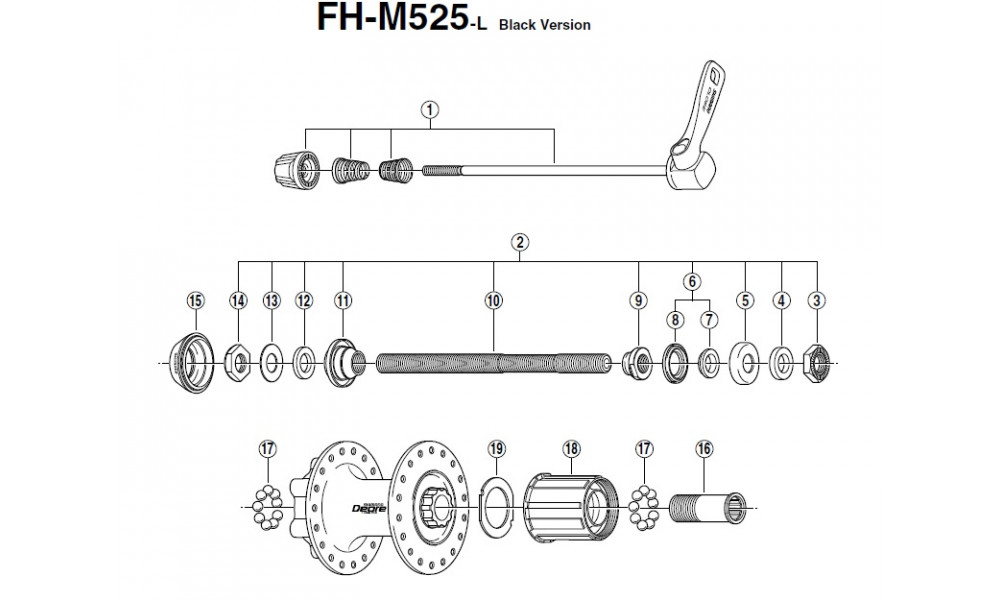 Tagarumm Shimano DEORE FH-M525 Disc 6-bolt 9/10-speed 