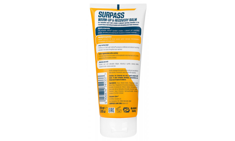 Soojendav palsam Surpass Warm-up & Recovery 200ml - 4