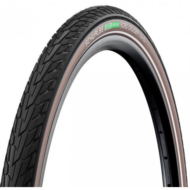 Väliskumm 28" Schwalbe Road Cruiser HS 484, Active Wired 47-622 / 28x1.75 Black/Coffee-Reflex