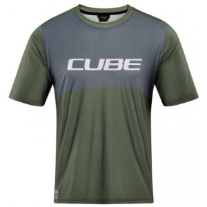 Cycling jersey Cube Vertex Round Neck TM S/S olive'n'grey