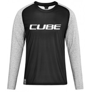 Cycling jersey Cube Vertex Round Neck L/S black