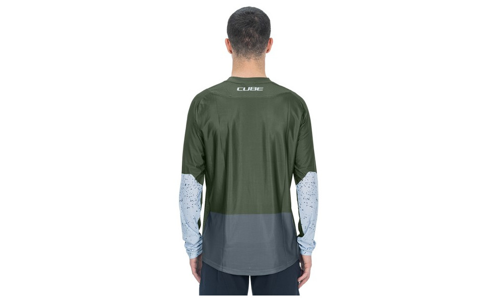 Cycling jersey Cube Vertex Round Neck TM L/S olive'n'grey - 4
