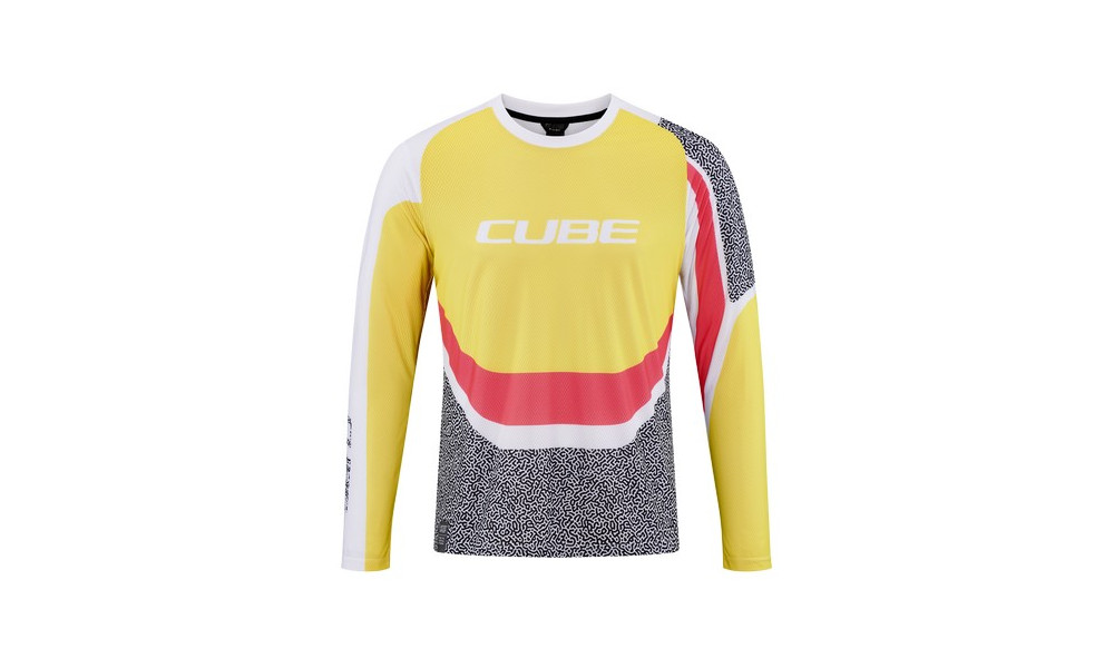 Cycling jersey Cube Vertex Round Neck L/S yellow'n'pink - 1
