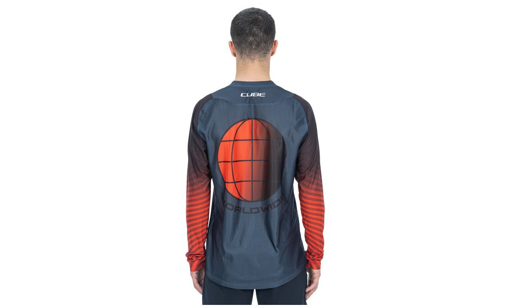 Cycling jersey Cube Vertex Round Neck L/S grey'n'red - 4