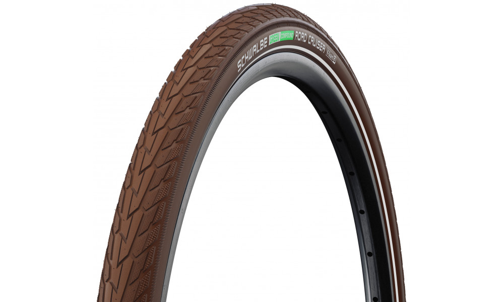 Väliskumm 28" Schwalbe Road Cruiser HS 484, Active Wired 42-622 / 28x1.60 Brown-Reflex - 1