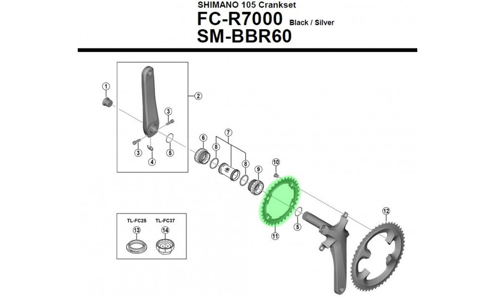 Hammasratas Shimano 105 FC-R7000 36T - 4