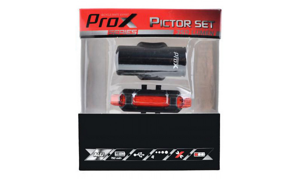 Tulede komplekt ProX Pictor CREE 350Lm + 10Lm USB red - 2