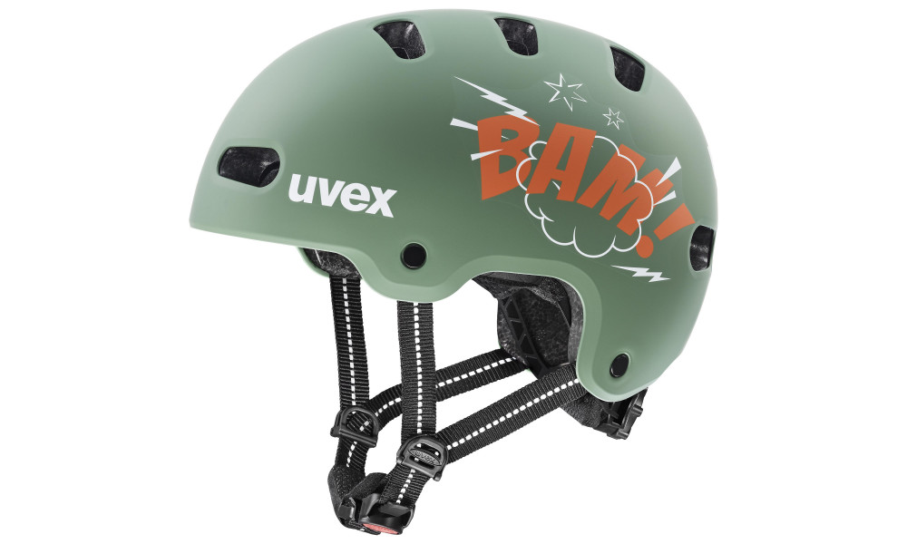 Kiivri Uvex kid 4 style bam moss green-papaya matt - 1