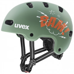 Kiivri Uvex kid 4 style bam moss green-papaya matt