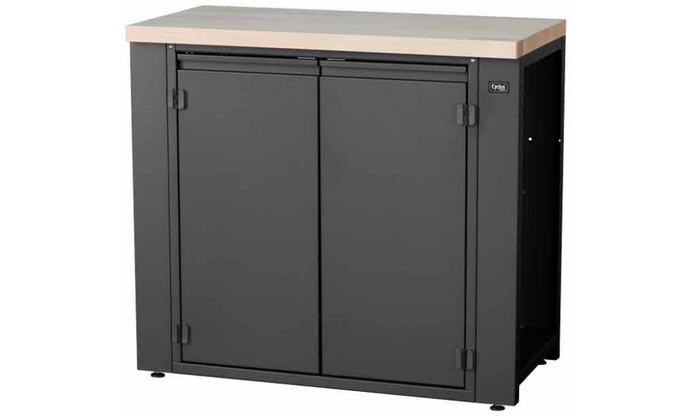 Töötoa laud Cyclus Tools System 500 89 x 100 x 50 cm with cabinet hinged doors with 2 levels anthracite (720857) 