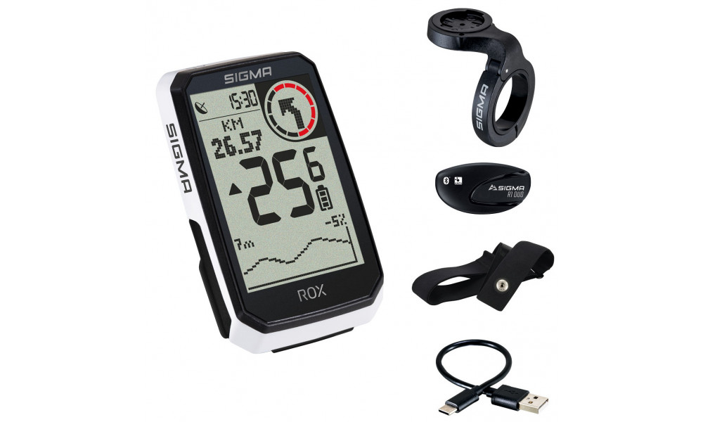 Rattakompuuter SIGMA ROX 4.0 Endurance GPS White HR Set - 1