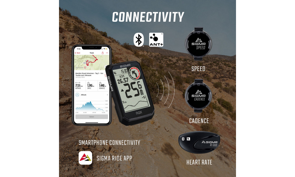 Rattakompuuter SIGMA ROX 4.0 Endurance GPS Black Sensor Set - 9