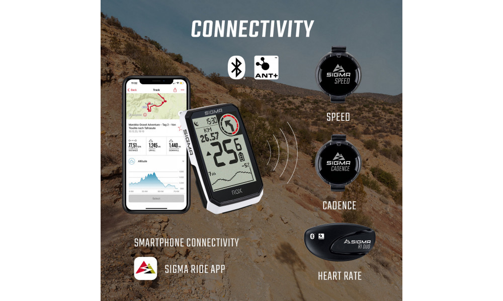 Rattakompuuter SIGMA ROX 4.0 Endurance GPS White Sensor Set - 9