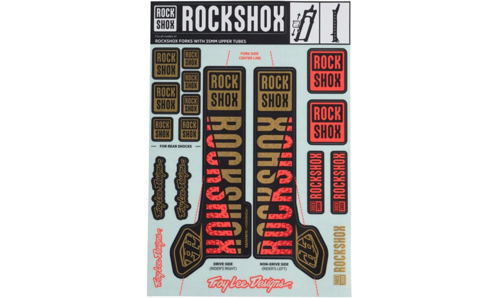 Amordi kleebis Rockshox 35mm Troy Lee Designs gold-orange 