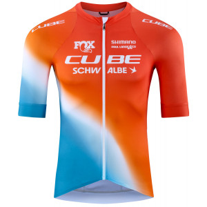 Cycling jersey Cube Road/XC X Factory Racing S/S blue'n'orange