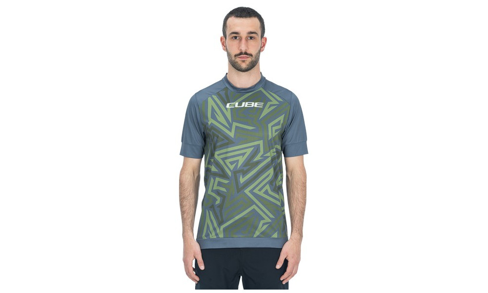 Cycling jersey Cube ATX Round Neck TM S/S olive'n'grey - 2