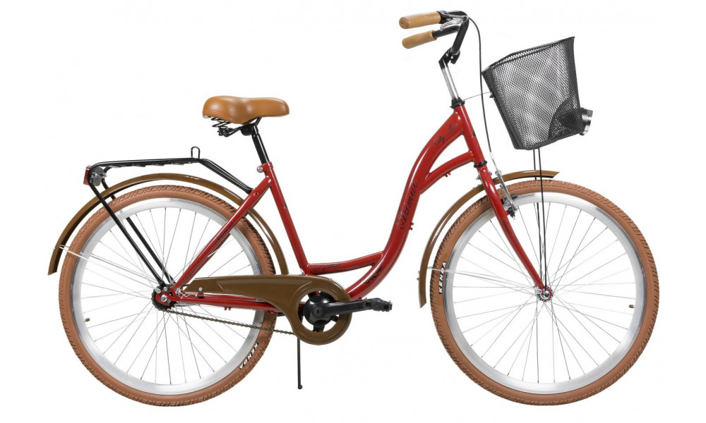 Jalgratas AZIMUT City Lux 26" 2025 with basket bordo-brown - 2