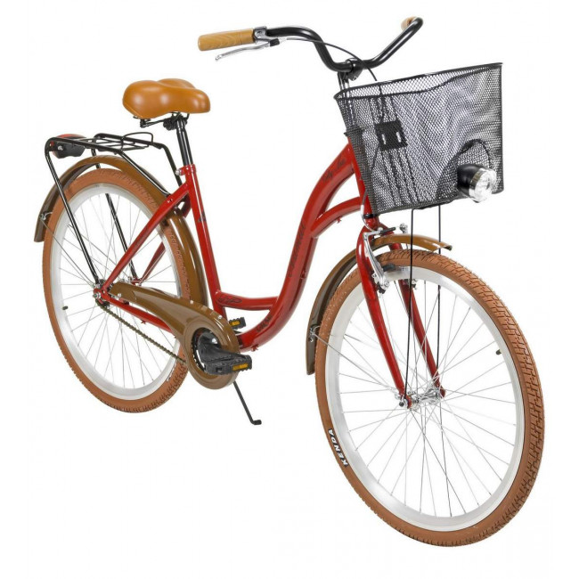 Jalgratas AZIMUT City Lux 26" 2023 with basket bordo-brown
