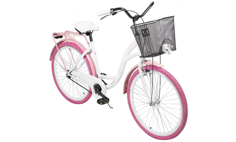 Jalgratas AZIMUT City Lux 26" 2025 with basket white-pink - 8