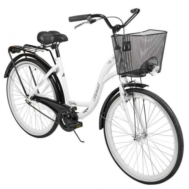 Jalgratas AZIMUT City Lux 26" 2023 with basket white-black