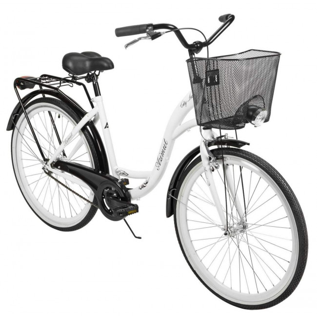 Jalgratas AZIMUT City Lux 26" 2025 with basket white-black