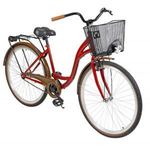 Jalgratas AZIMUT City Lux 28" 2025 with basket bordo-brown