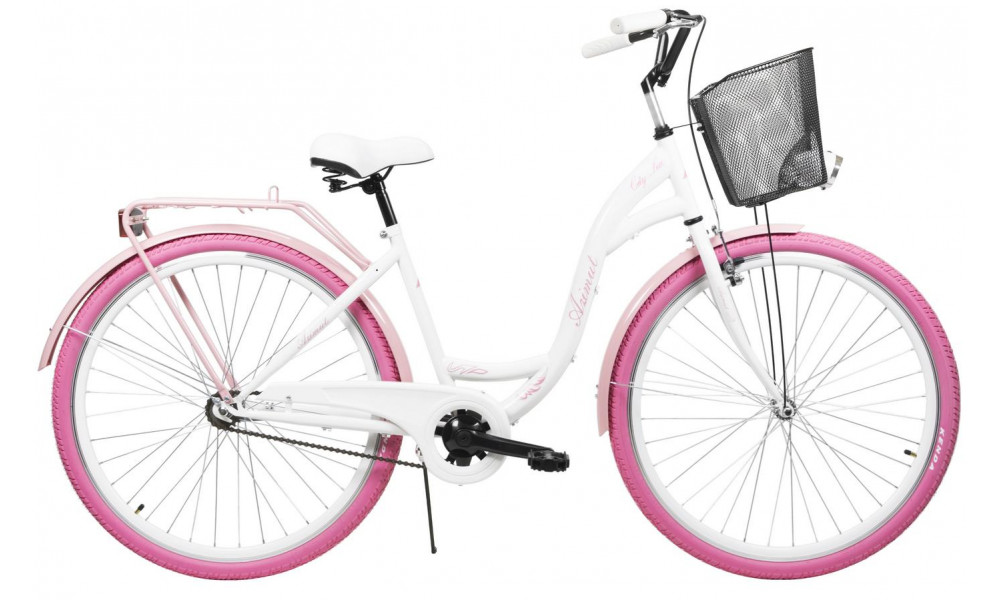 Jalgratas AZIMUT City Lux 28" 2023 with basket white-pink - 2