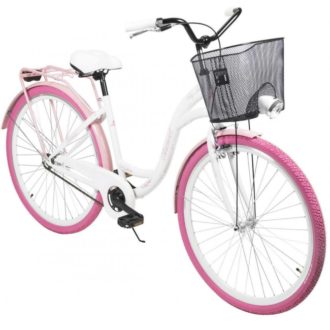 Jalgratas AZIMUT City Lux 28" 2025 with basket white-pink