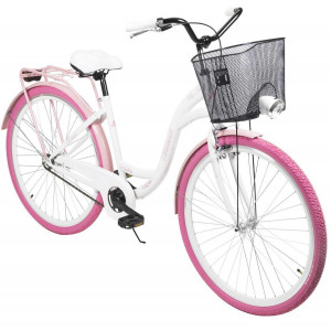 Jalgratas AZIMUT City Lux 28" 2023 with basket white-pink