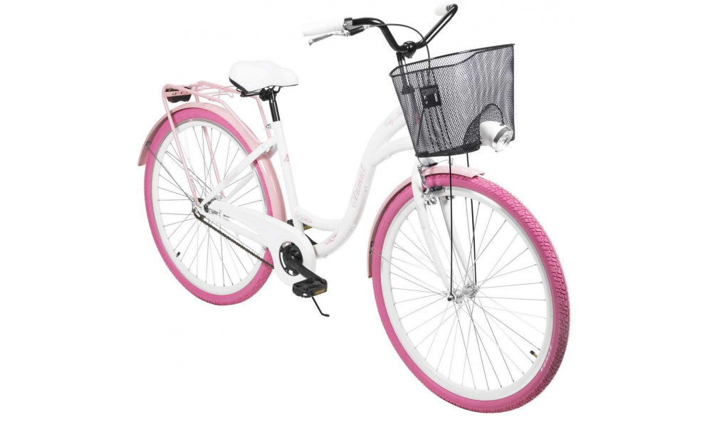 Jalgratas AZIMUT City Lux 28" 2023 with basket white-pink - 8
