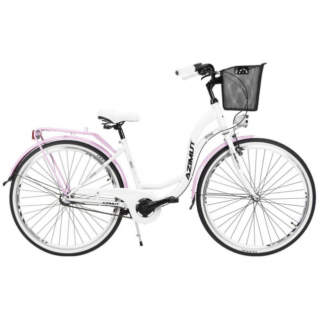 Jalgratas AZIMUT Vintage 28" 3-speed 2023 with basket white-pink