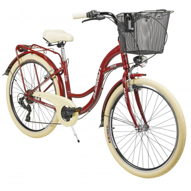 Jalgratas AZIMUT Vintage TX-6 26" 2023 with basket burgund-cream