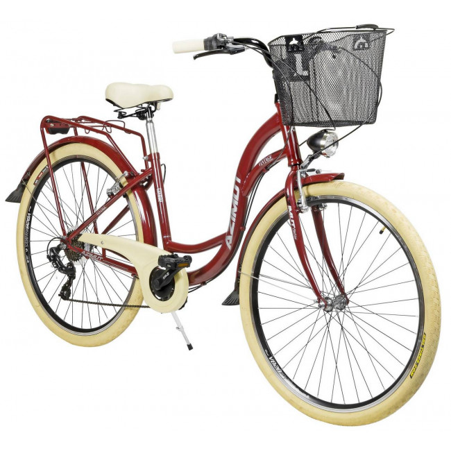 Jalgratas AZIMUT Vintage TX-6 28" 2023 with basket burgund-cream