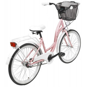 Jalgratas AZIMUT Julie 24" 3-speed 2023 with basket pink-white