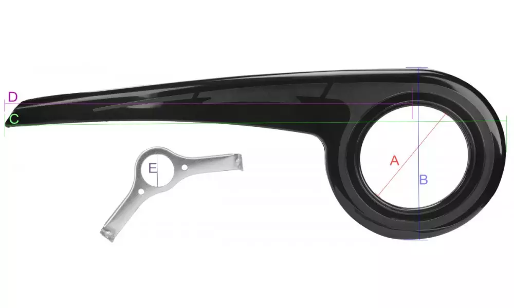 Keti kaitse 185/115mm 38T with bracket black - 3