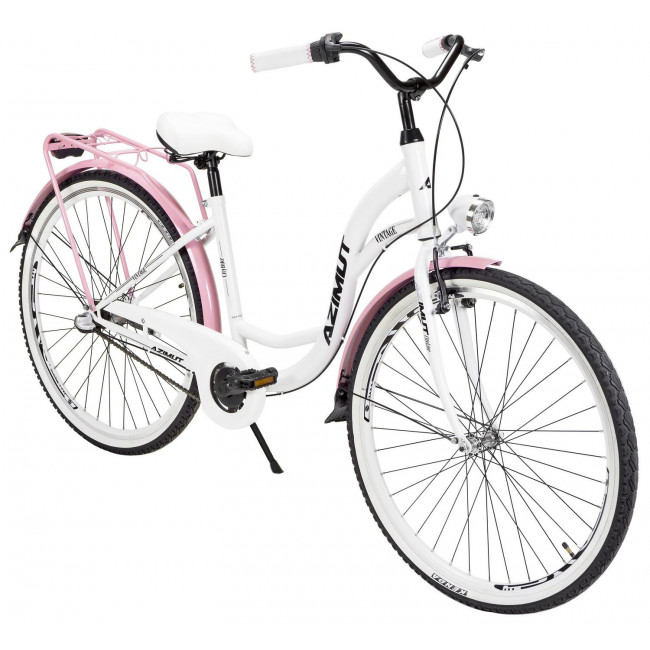 Jalgratas AZIMUT Vintage 28" 3-speed 2023 white-pink shiny