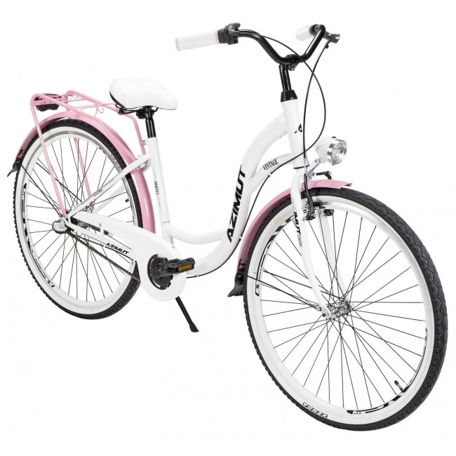 Jalgratas AZIMUT Vintage 28" 3-speed 2025 white-pink shiny