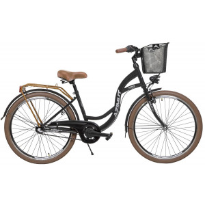 Jalgratas AZIMUT Vintage 26" 3-speed 2024 with basket black-cream matt