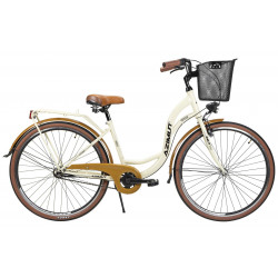 Jalgratas AZIMUT Vintage 28" 3-speed 2023 with basket cream-brown semi-matt