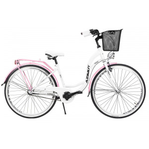 Jalgratas AZIMUT Vintage 28" 3-speed 2023 with basket white-pink shiny