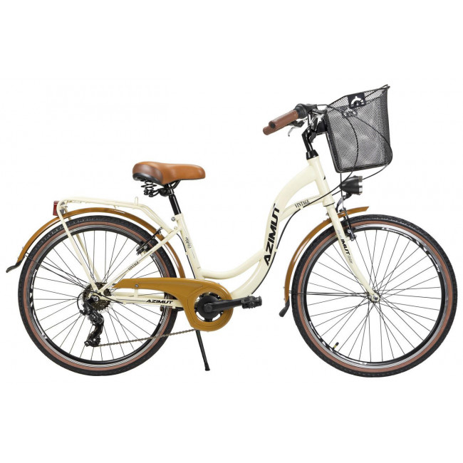 Jalgratas AZIMUT Vintage TX-7 26" 2023 with basket cream-brown shiny