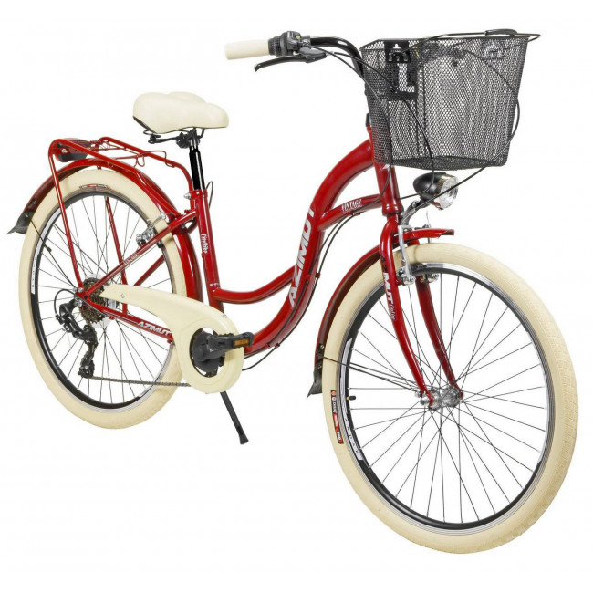 Jalgratas AZIMUT Vintage TX-7 26" 2023 with basket burgund-cream shiny