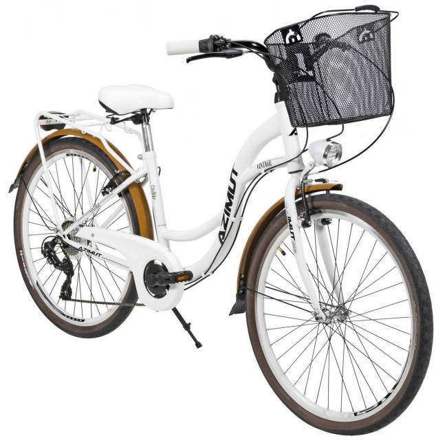Jalgratas AZIMUT Vintage TX-7 26" 2023 with basket white-cream matt