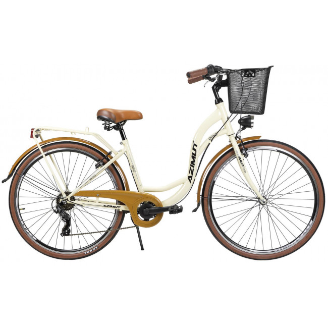 Jalgratas AZIMUT Vintage TX-7 28" 2023 with basket cream-brown semi-matt