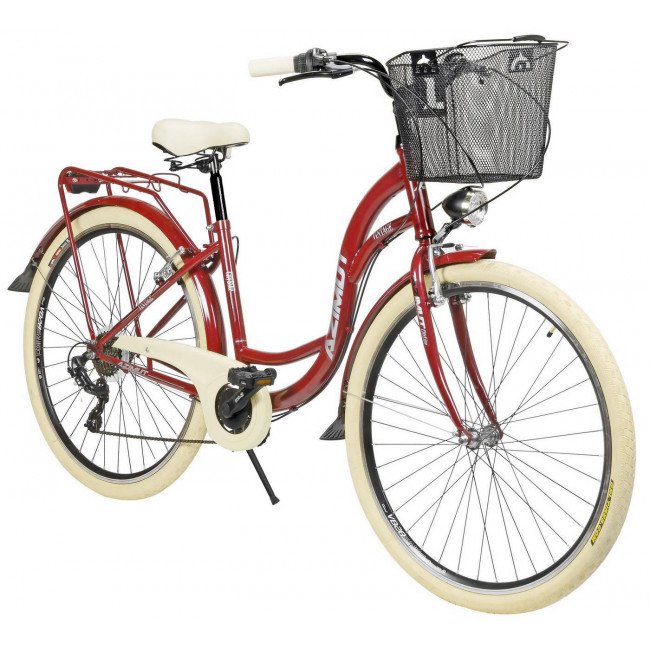 Jalgratas AZIMUT Vintage TX-7 28" 2023 with basket burgund-cream shiny