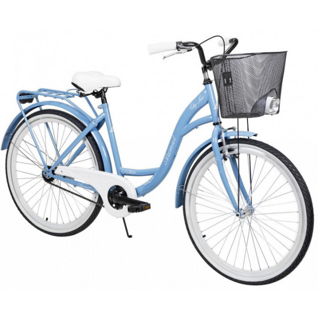 Jalgratas AZIMUT City Lux 26" 2025 with basket light blue-white