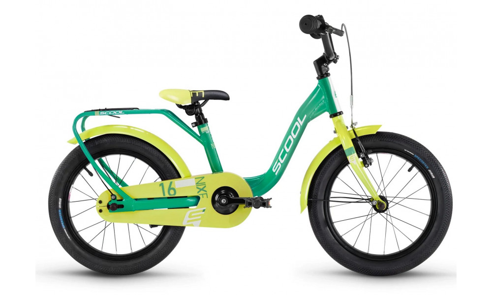 Jalgratas S'COOL niXe 16" 1-speed coaster-brake Aluminium green-lime 